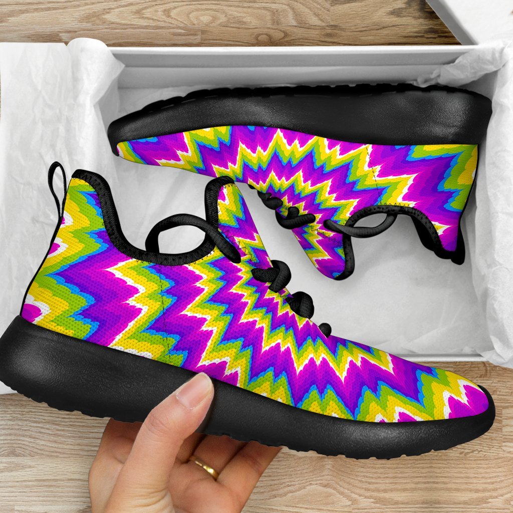 Abstract Spiral Moving Optical Illusion Mesh Knit Shoes GearFrost
