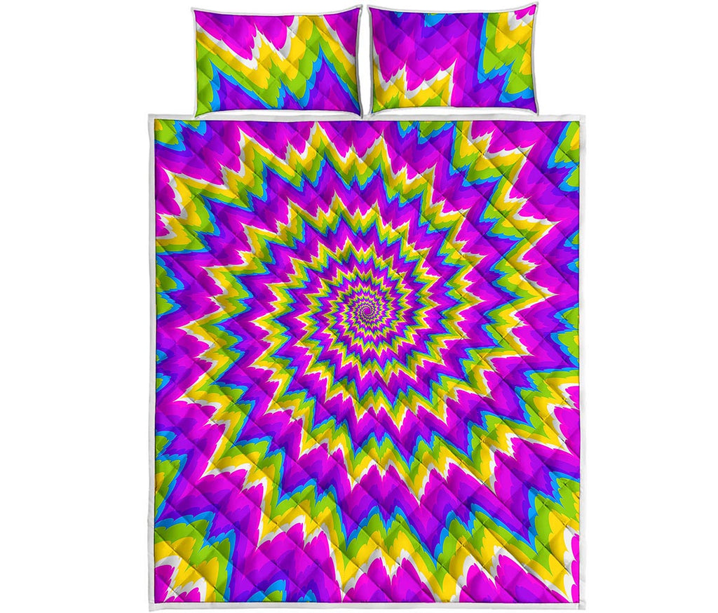 Abstract Spiral Moving Optical Illusion Quilt Bed Set