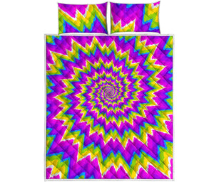 Abstract Spiral Moving Optical Illusion Quilt Bed Set