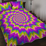 Abstract Spiral Moving Optical Illusion Quilt Bed Set