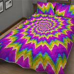 Abstract Spiral Moving Optical Illusion Quilt Bed Set