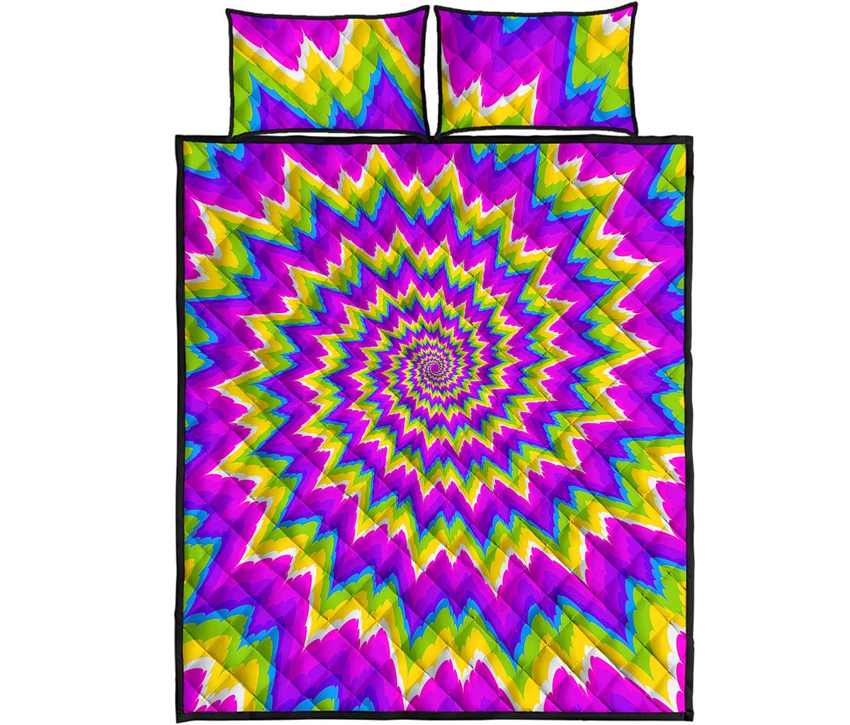 Abstract Spiral Moving Optical Illusion Quilt Bed Set