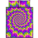 Abstract Spiral Moving Optical Illusion Quilt Bed Set