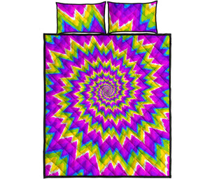 Abstract Spiral Moving Optical Illusion Quilt Bed Set