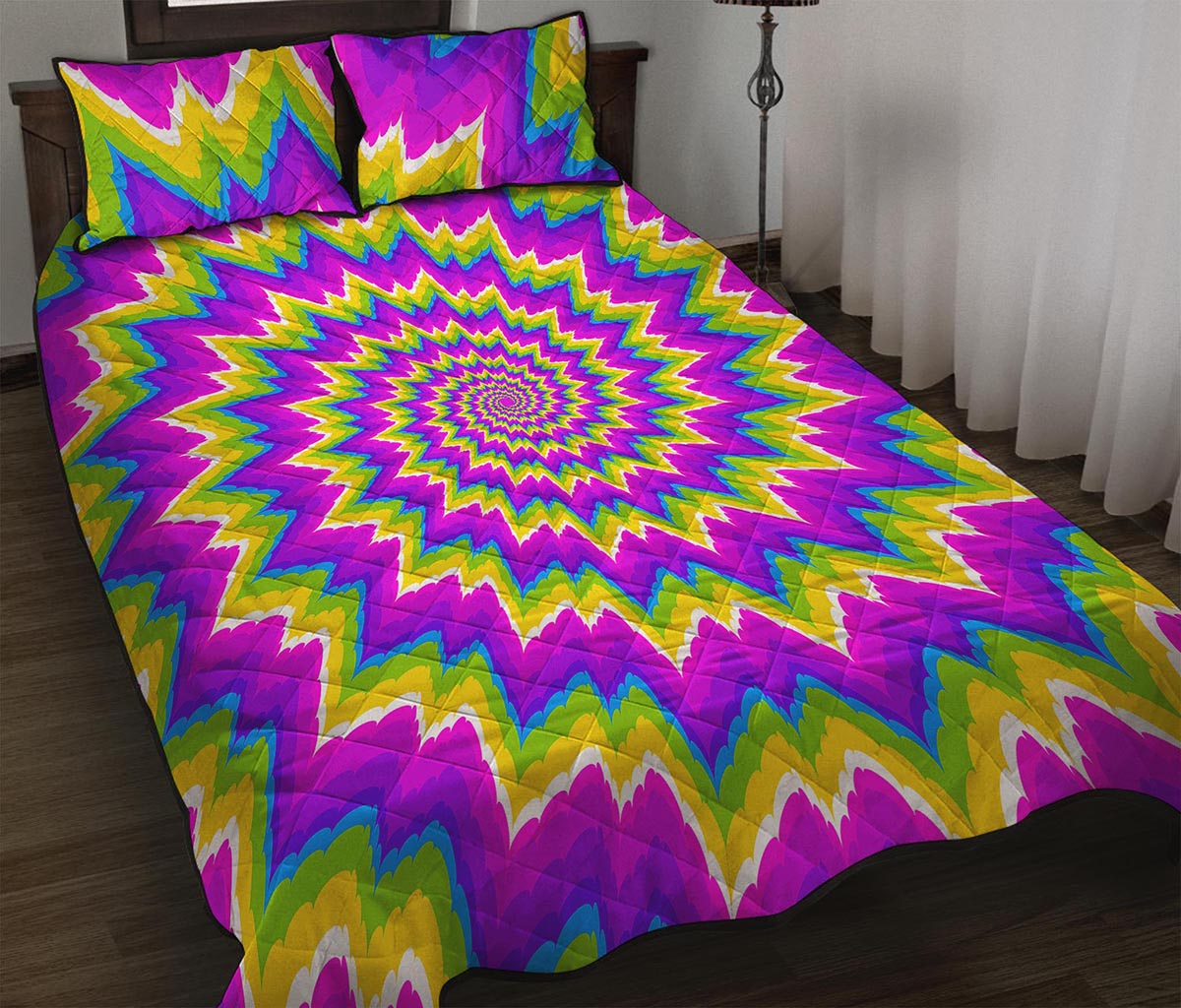 Abstract Spiral Moving Optical Illusion Quilt Bed Set