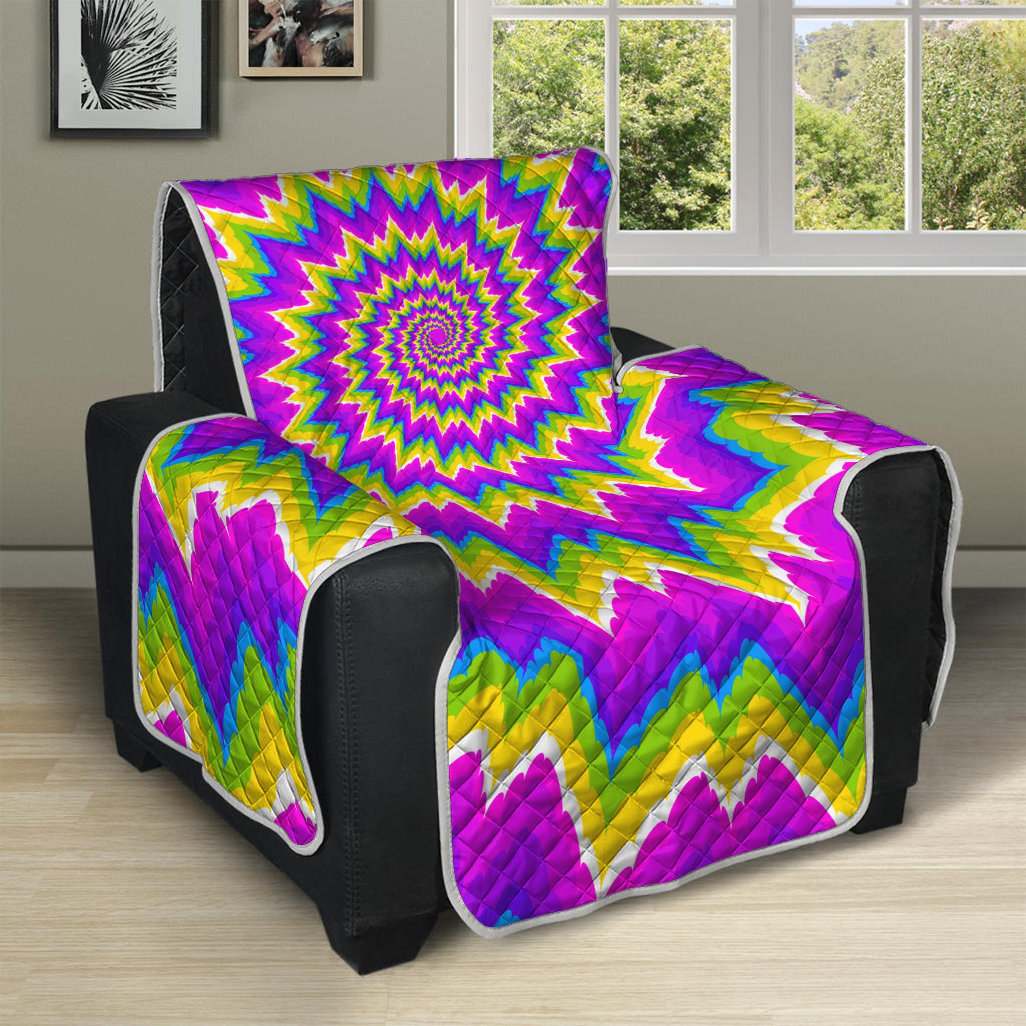 Abstract Spiral Moving Optical Illusion Recliner Protector