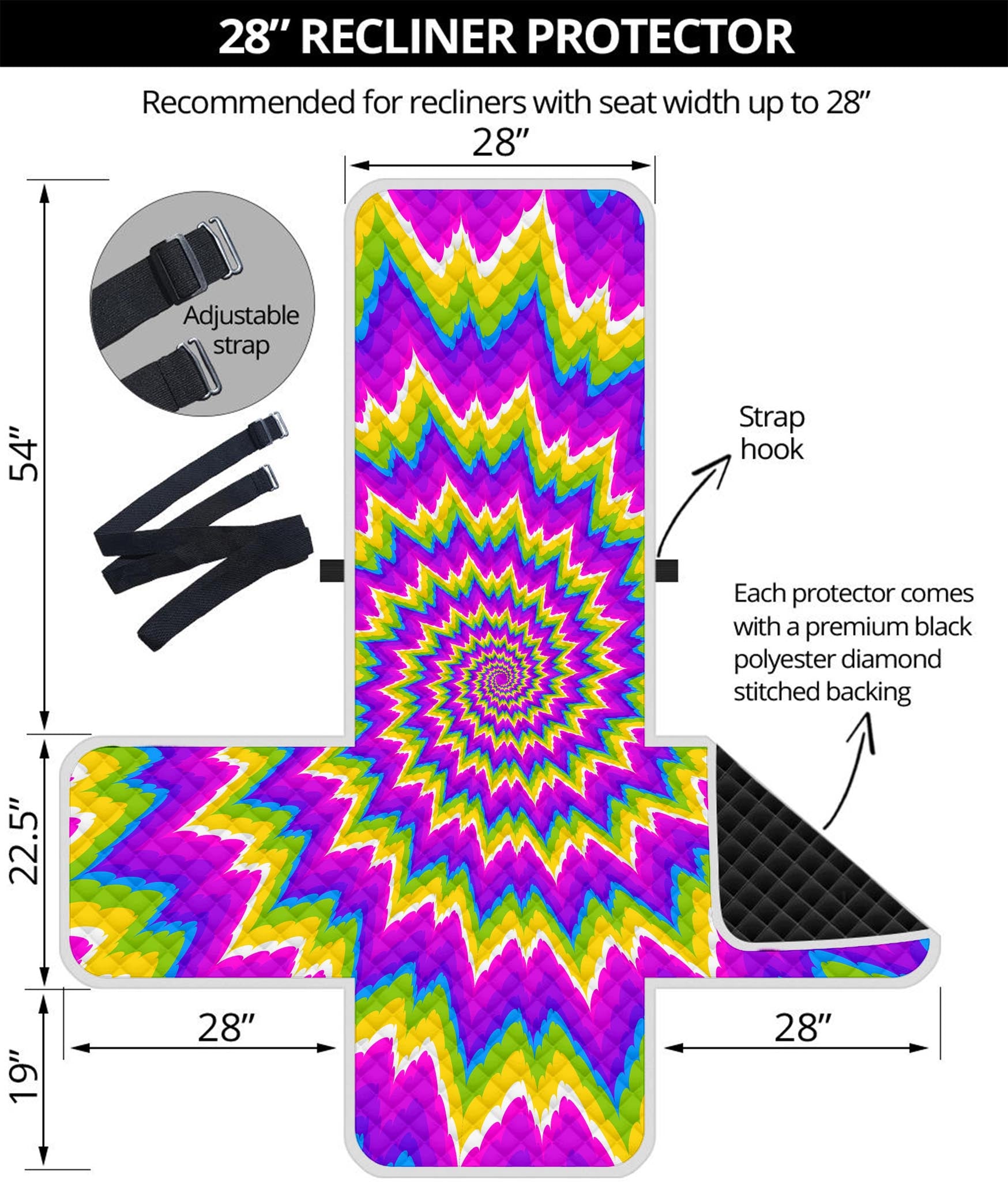 Abstract Spiral Moving Optical Illusion Recliner Protector