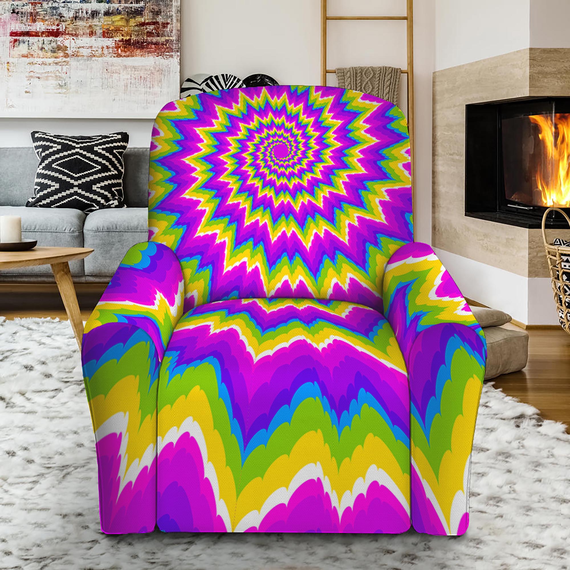 Abstract Spiral Moving Optical Illusion Recliner Slipcover