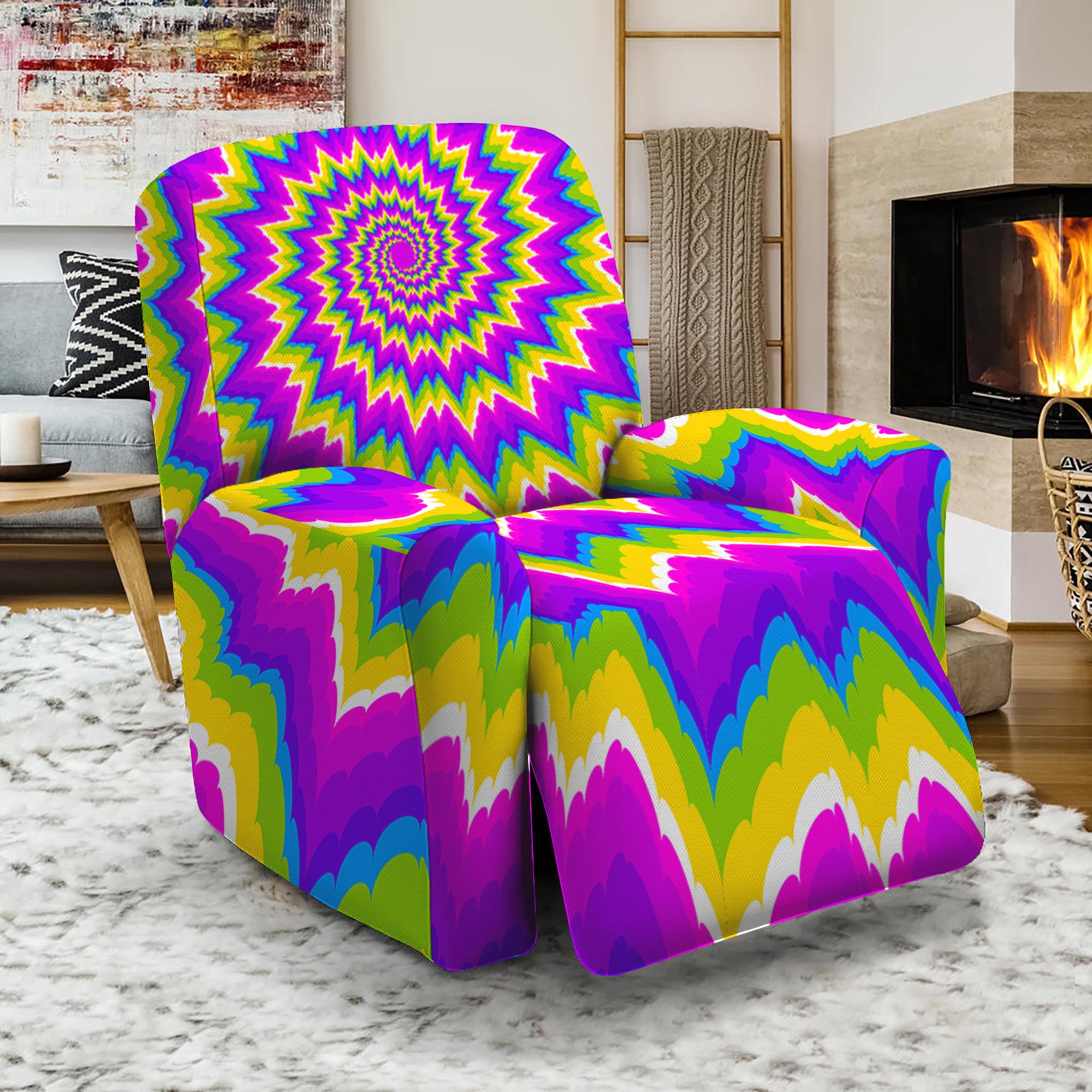 Abstract Spiral Moving Optical Illusion Recliner Slipcover