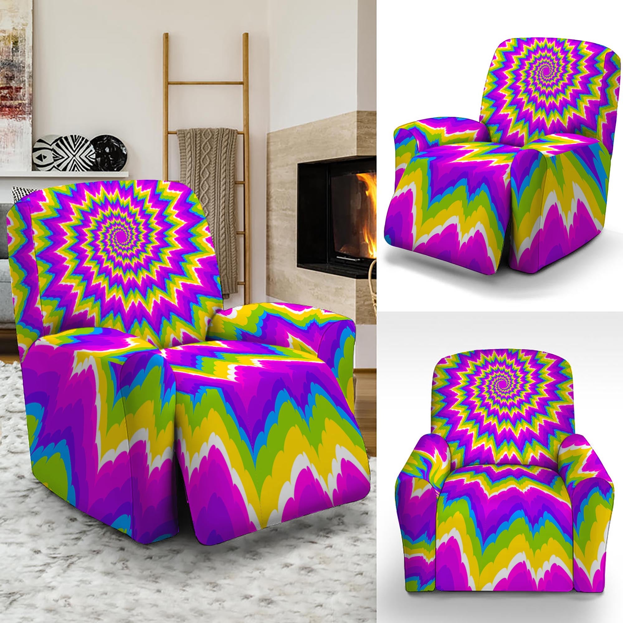 Abstract Spiral Moving Optical Illusion Recliner Slipcover