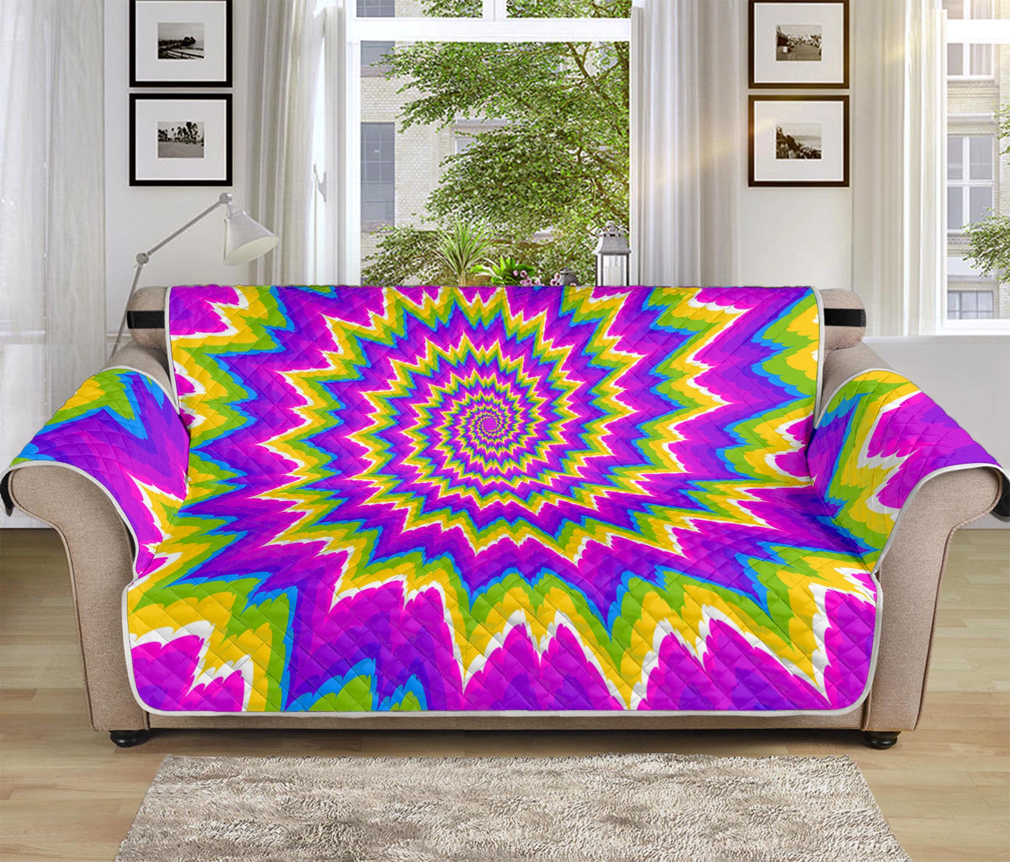 Abstract Spiral Moving Optical Illusion Sofa Protector