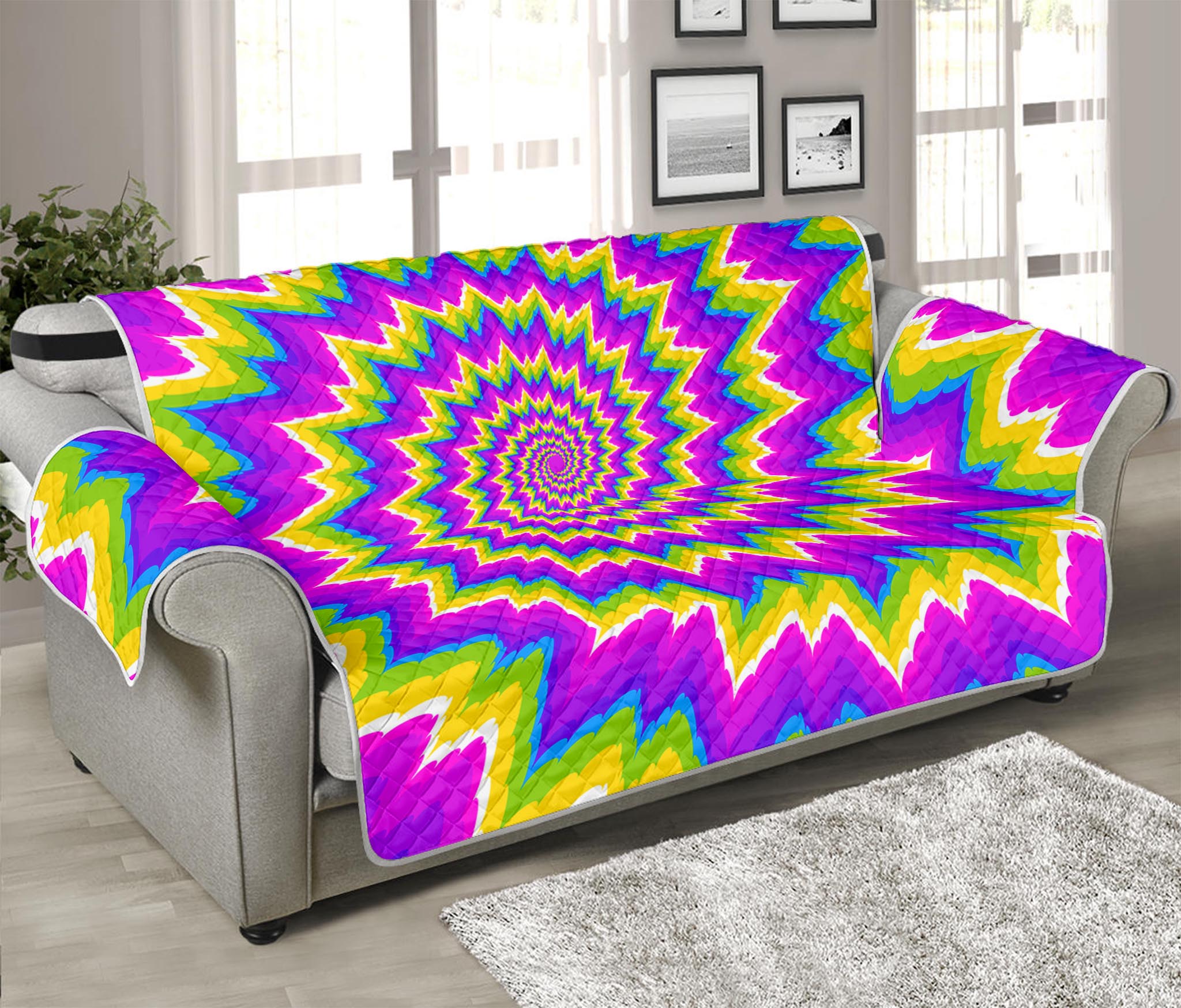 Abstract Spiral Moving Optical Illusion Sofa Protector