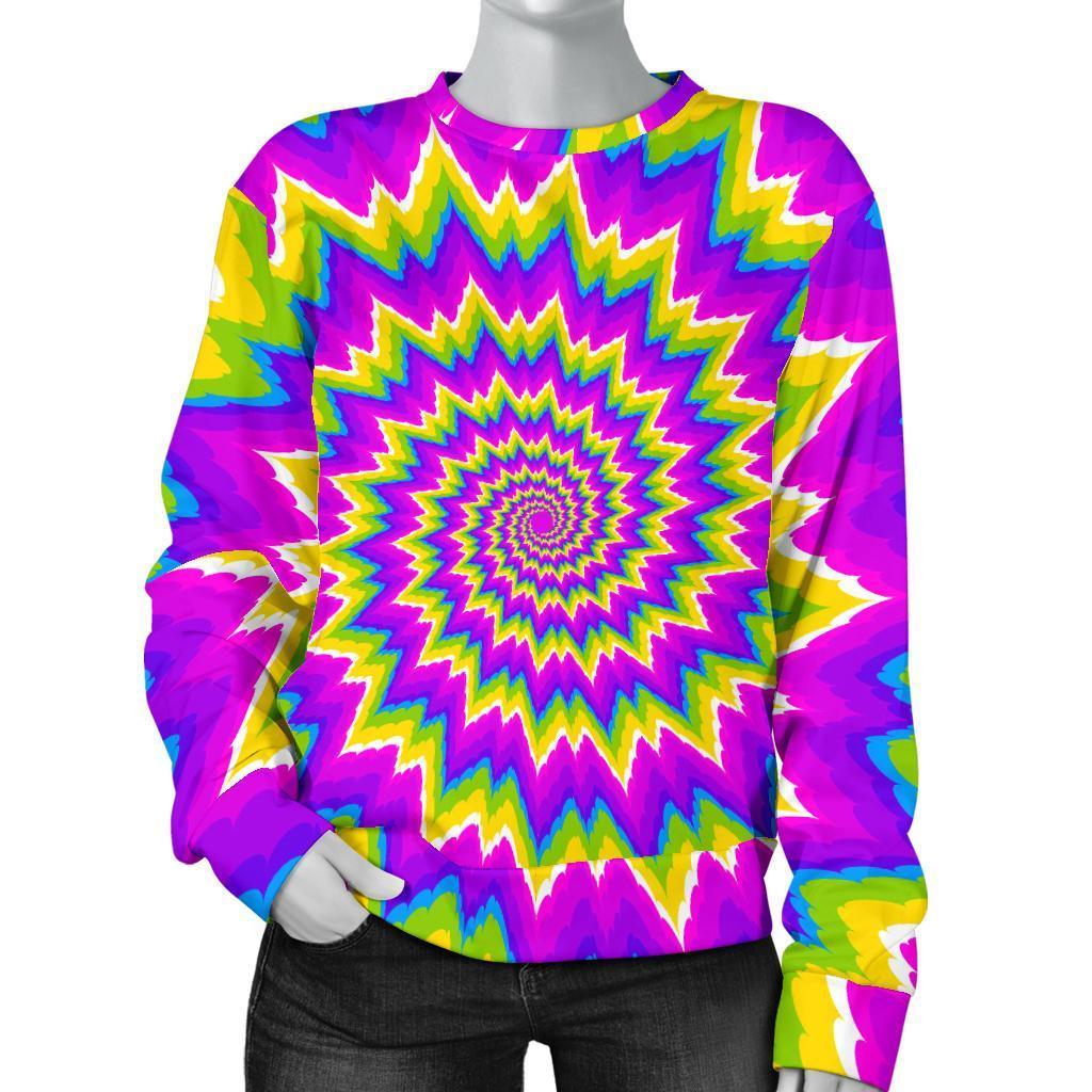 Abstract Spiral Moving Optical Illusion Women's Crewneck Sweatshirt GearFrost