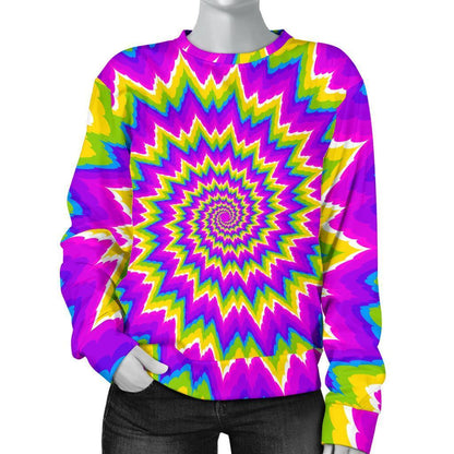 Abstract Spiral Moving Optical Illusion Women's Crewneck Sweatshirt GearFrost