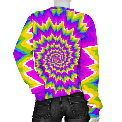 Abstract Spiral Moving Optical Illusion Women's Crewneck Sweatshirt GearFrost