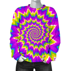 Abstract Spiral Moving Optical Illusion Women's Crewneck Sweatshirt GearFrost