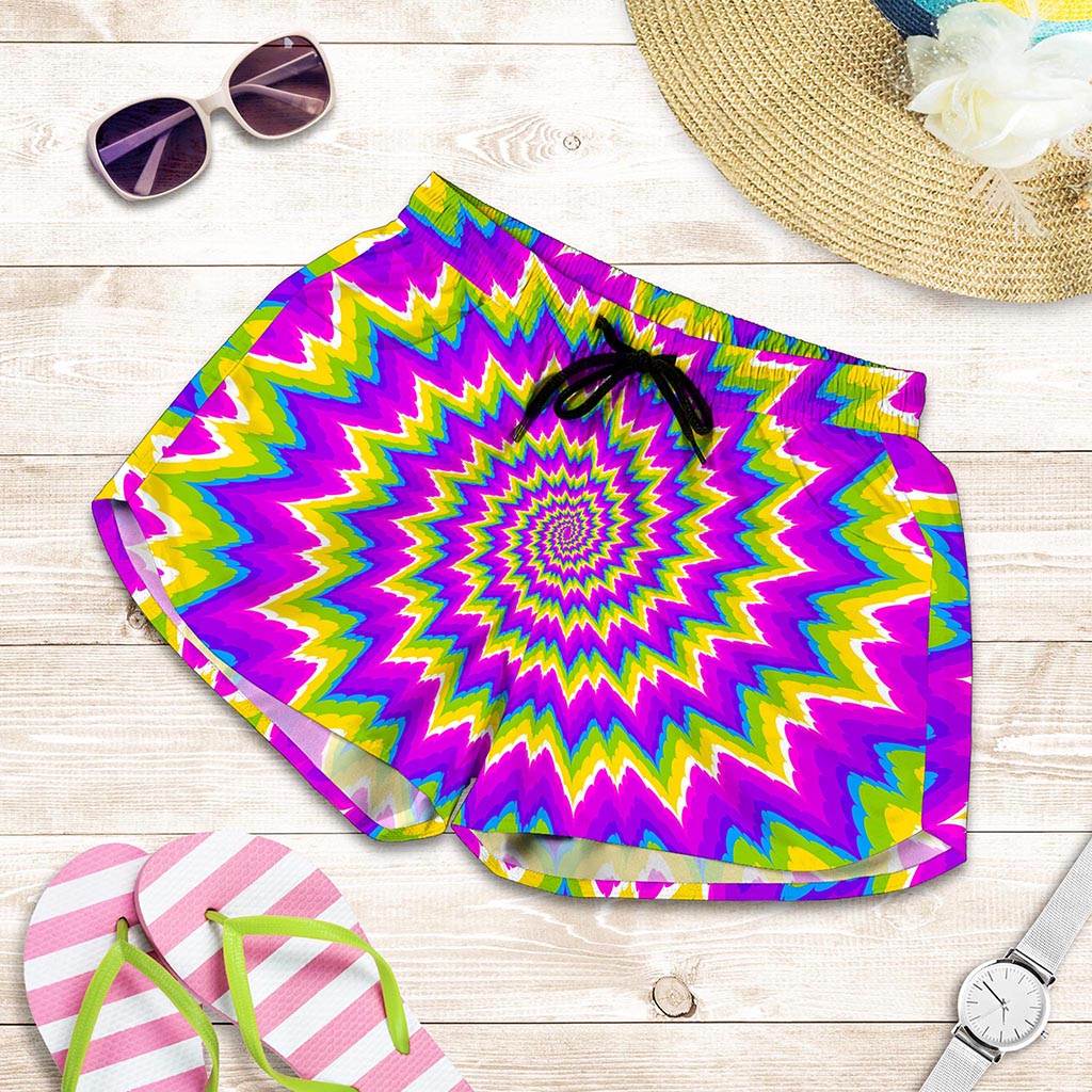 Abstract Spiral Moving Optical Illusion Women's Shorts