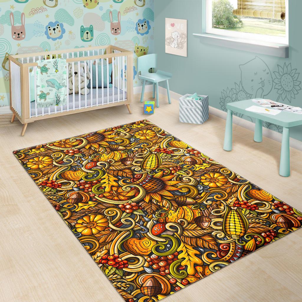 Abstract Sunflower Pattern Print Area Rug GearFrost