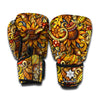 Abstract Sunflower Pattern Print Boxing Gloves