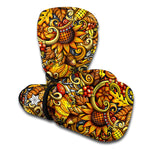 Abstract Sunflower Pattern Print Boxing Gloves