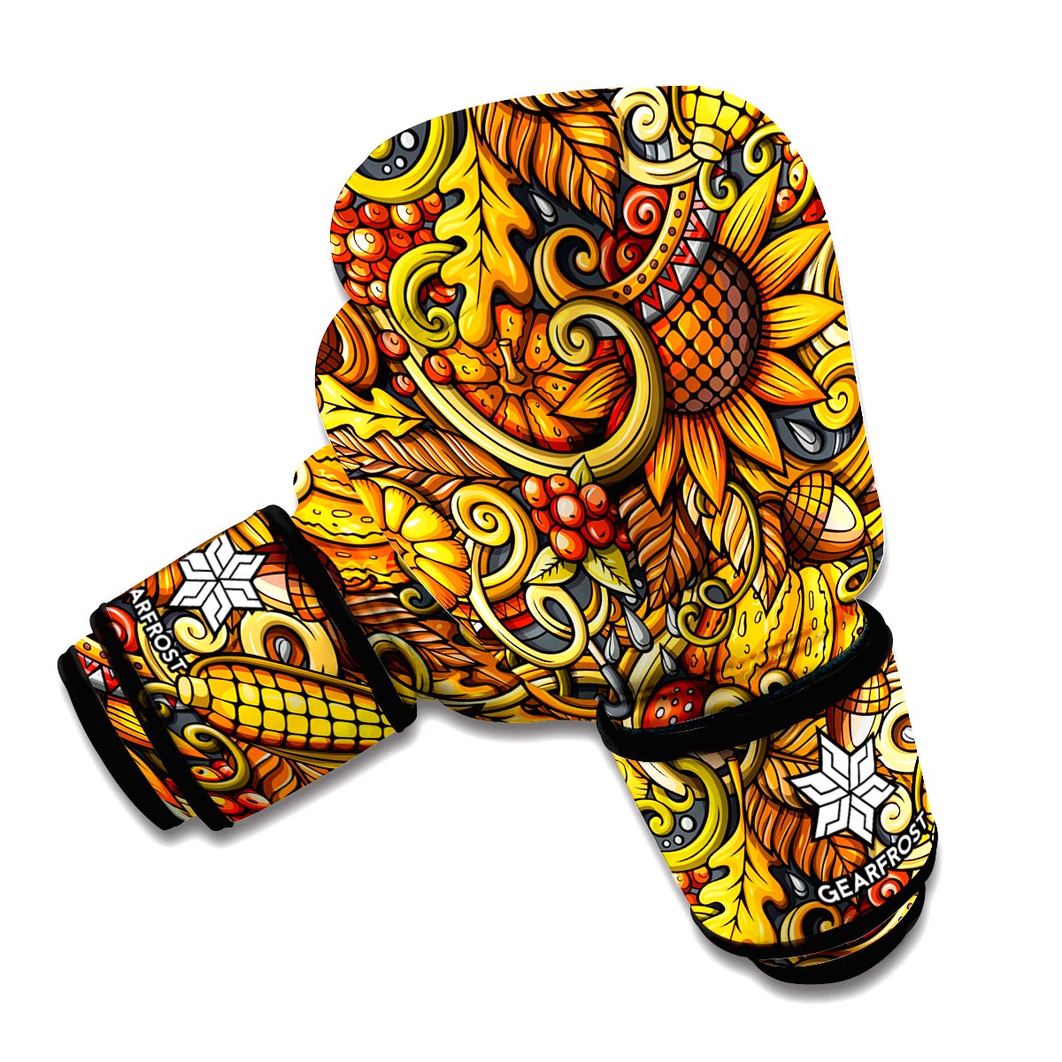 Abstract Sunflower Pattern Print Boxing Gloves