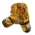 Abstract Sunflower Pattern Print Boxing Gloves