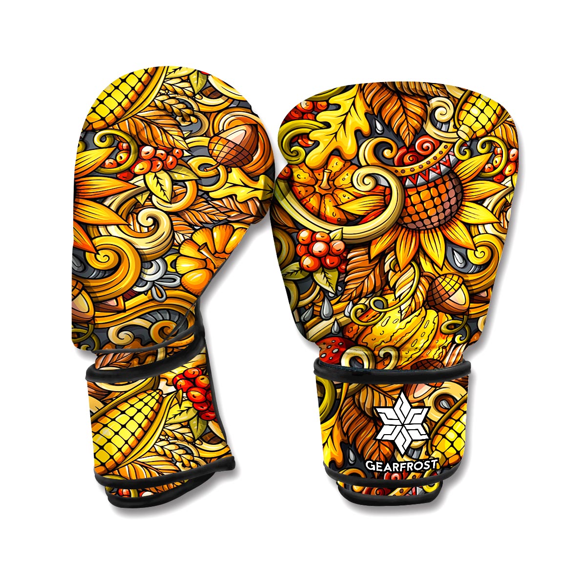 Abstract Sunflower Pattern Print Boxing Gloves