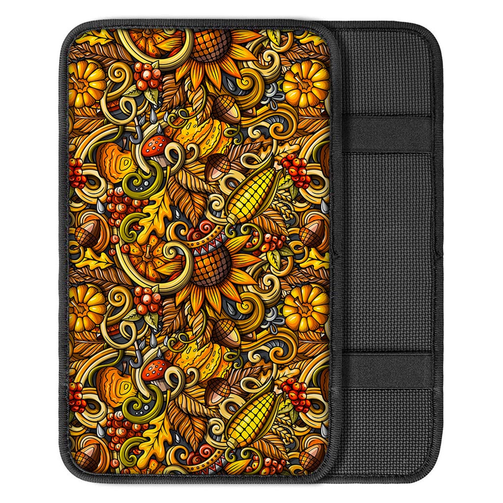 Abstract Sunflower Pattern Print Car Center Console Cover