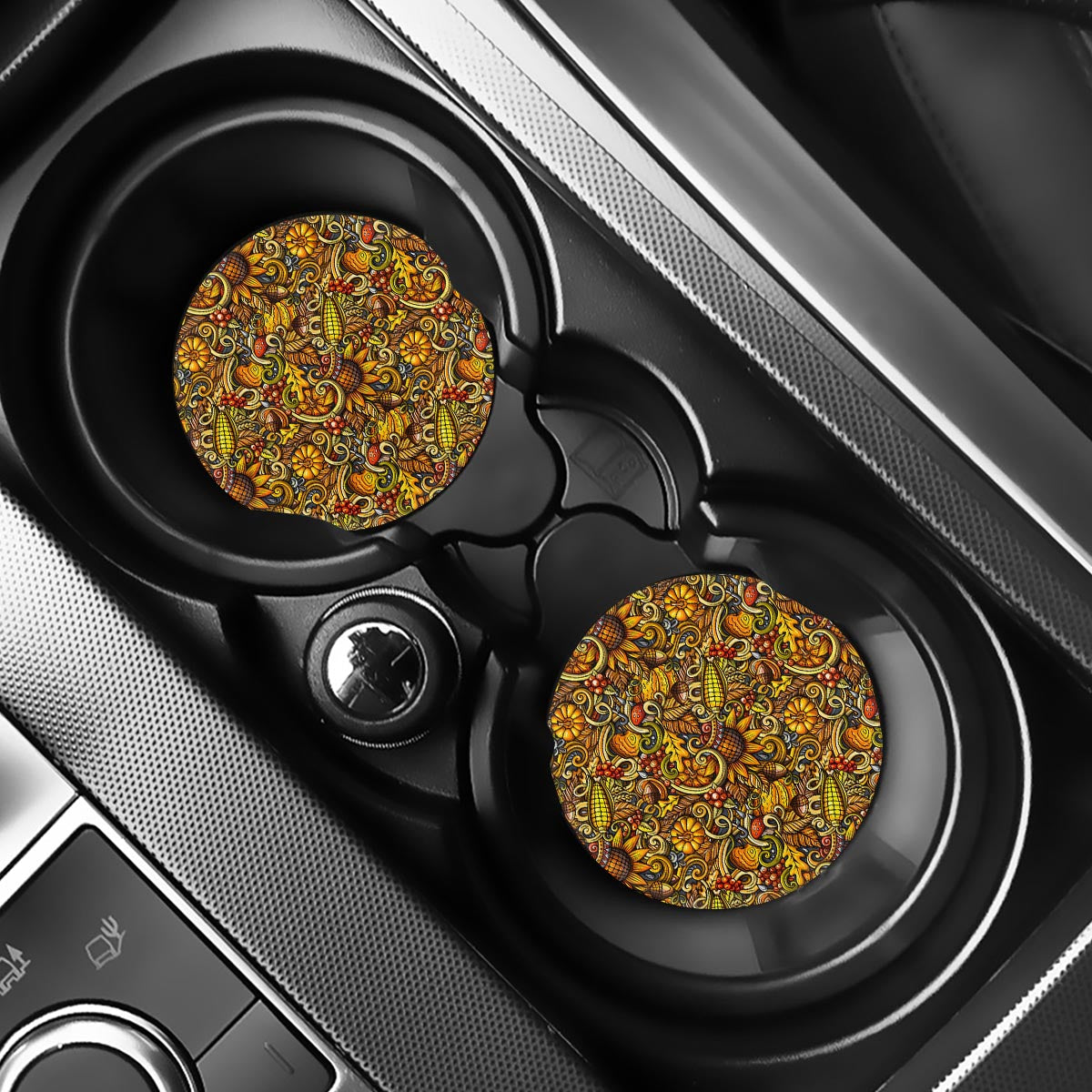 Abstract Sunflower Pattern Print Car Coasters