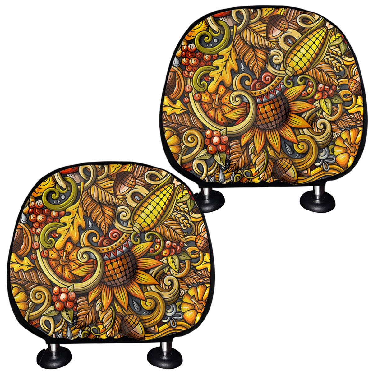 Abstract Sunflower Pattern Print Car Headrest Covers