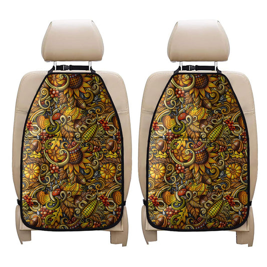 Abstract Sunflower Pattern Print Car Seat Organizers