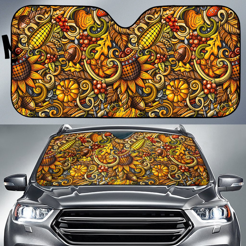 Abstract Sunflower Pattern Print Car Sun Shade GearFrost