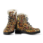 Abstract Sunflower Pattern Print Comfy Boots GearFrost