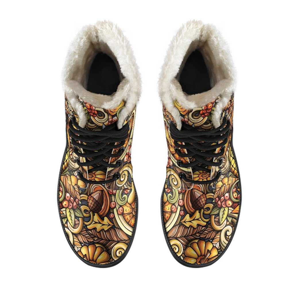 Abstract Sunflower Pattern Print Comfy Boots GearFrost