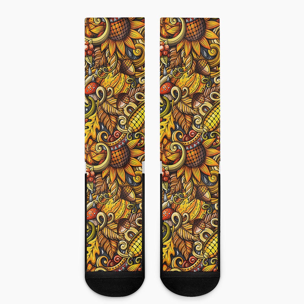 Abstract Sunflower Pattern Print Crew Socks