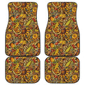 Abstract Sunflower Pattern Print Front and Back Car Floor Mats