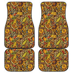 Abstract Sunflower Pattern Print Front and Back Car Floor Mats
