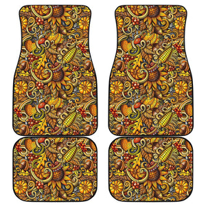 Abstract Sunflower Pattern Print Front and Back Car Floor Mats