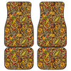 Abstract Sunflower Pattern Print Front and Back Car Floor Mats