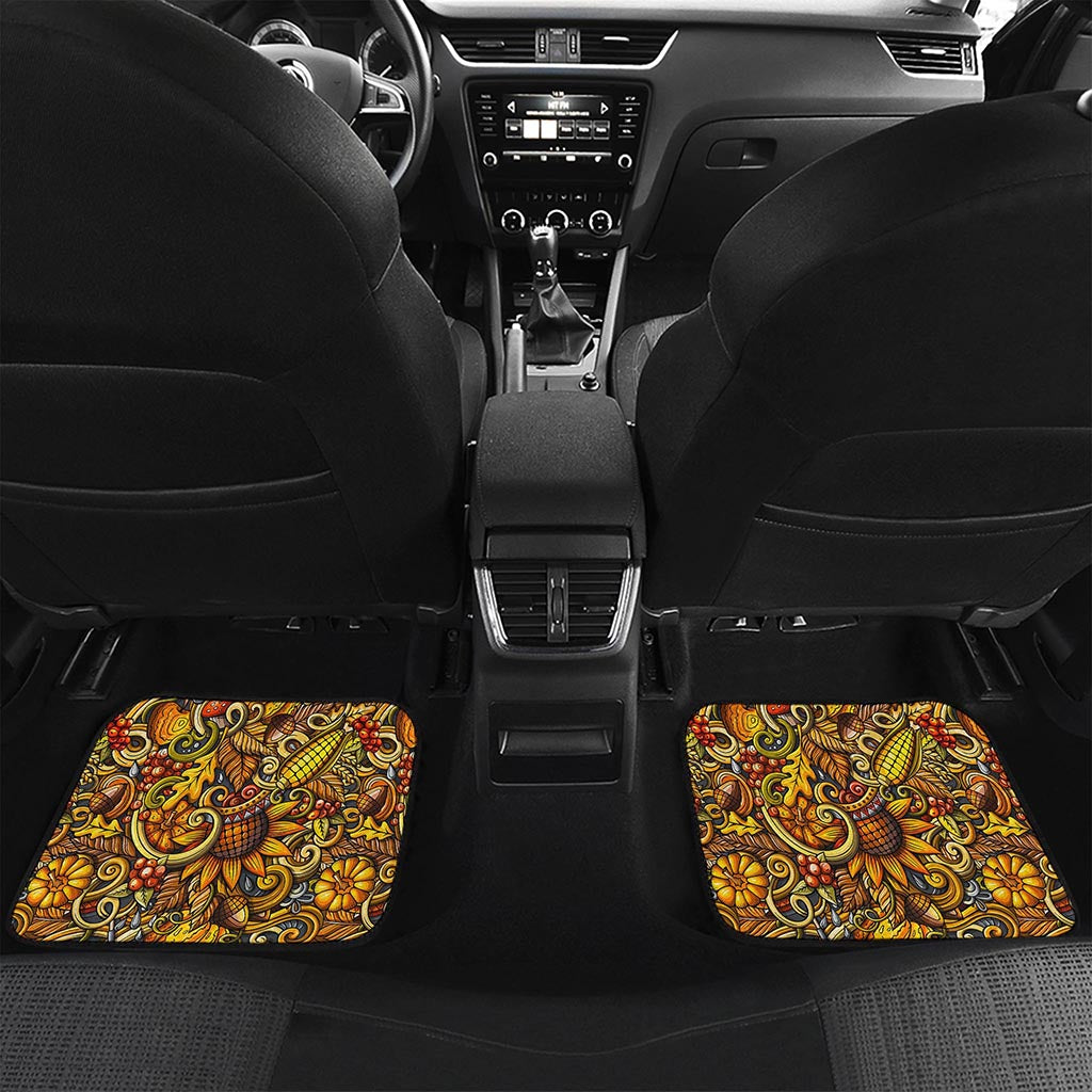 Abstract Sunflower Pattern Print Front and Back Car Floor Mats