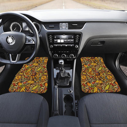 Abstract Sunflower Pattern Print Front Car Floor Mats