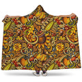 Abstract Sunflower Pattern Print Hooded Blanket