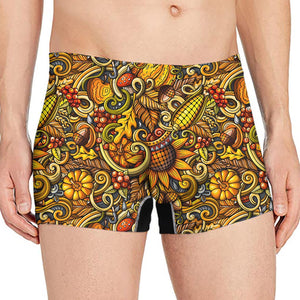 Abstract Sunflower Pattern Print Men's Boxer Briefs