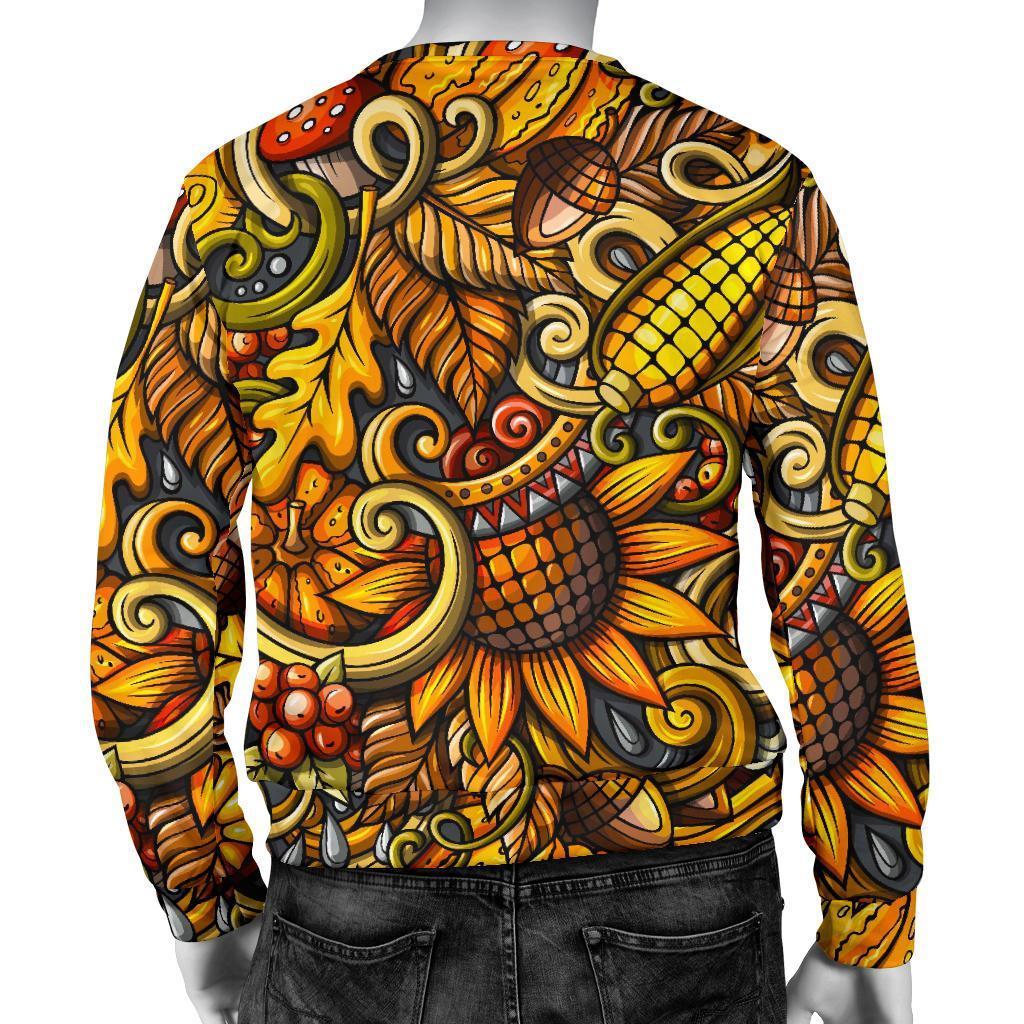 Abstract Sunflower Pattern Print Men's Crewneck Sweatshirt GearFrost