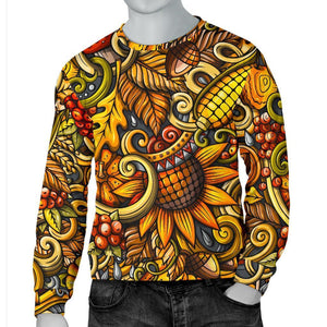 Abstract Sunflower Pattern Print Men's Crewneck Sweatshirt GearFrost