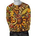 Abstract Sunflower Pattern Print Men's Crewneck Sweatshirt GearFrost