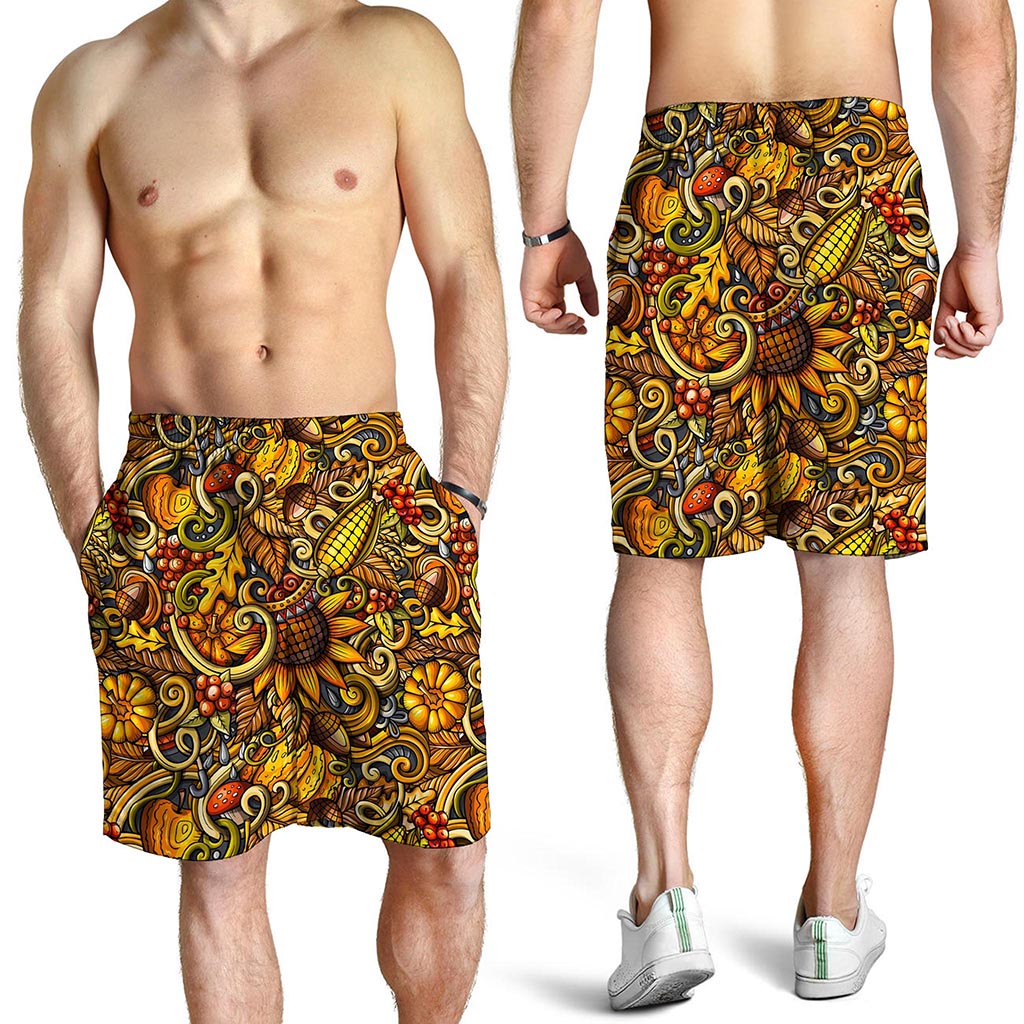 Abstract Sunflower Pattern Print Men's Shorts