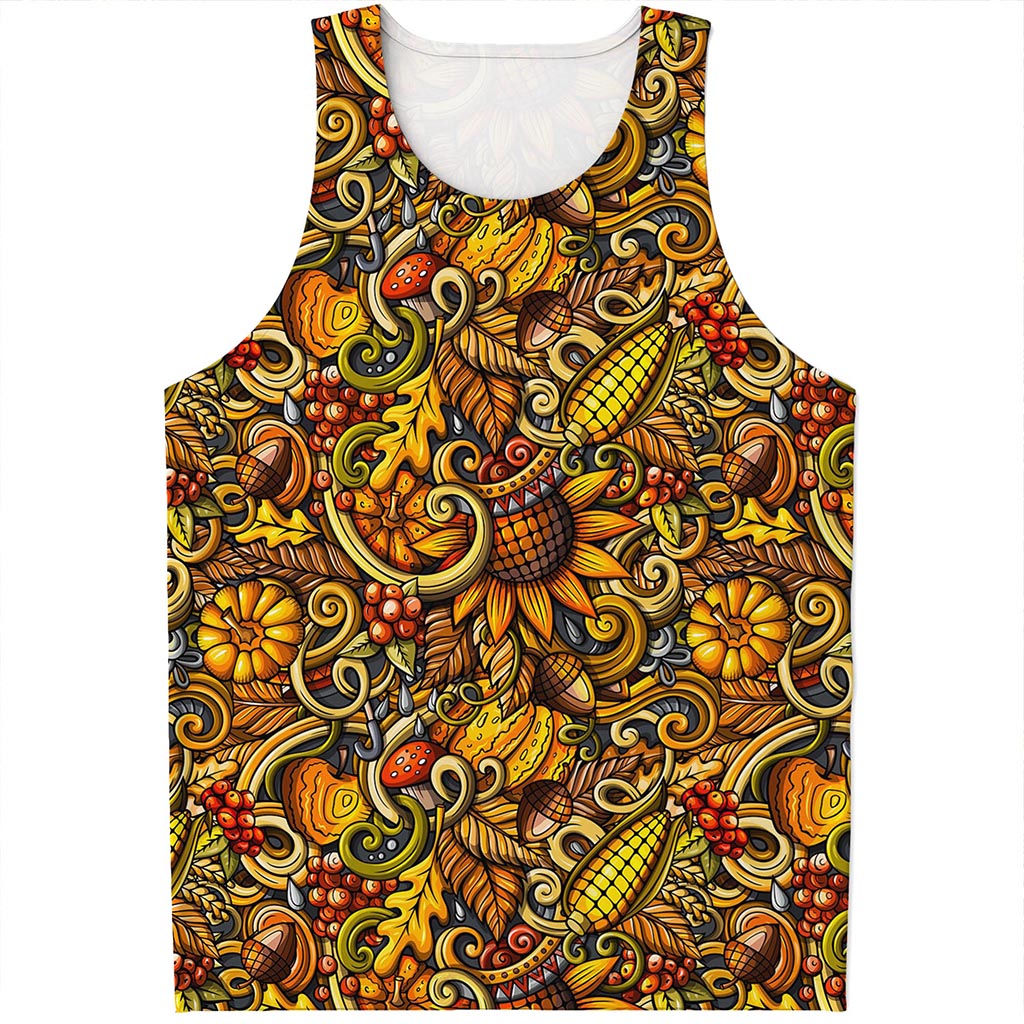 Abstract Sunflower Pattern Print Men's Tank Top