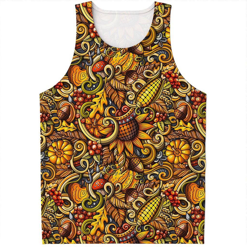 Abstract Sunflower Pattern Print Men's Tank Top