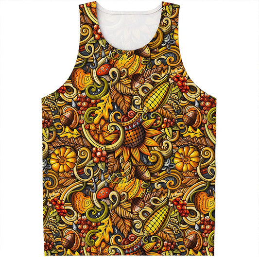 Abstract Sunflower Pattern Print Men's Tank Top